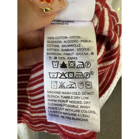 Levi's Women's 100% Cotton Stripe Short Sleeve Britt Snap Front Ribbed Top XS - Picture 8 of 8